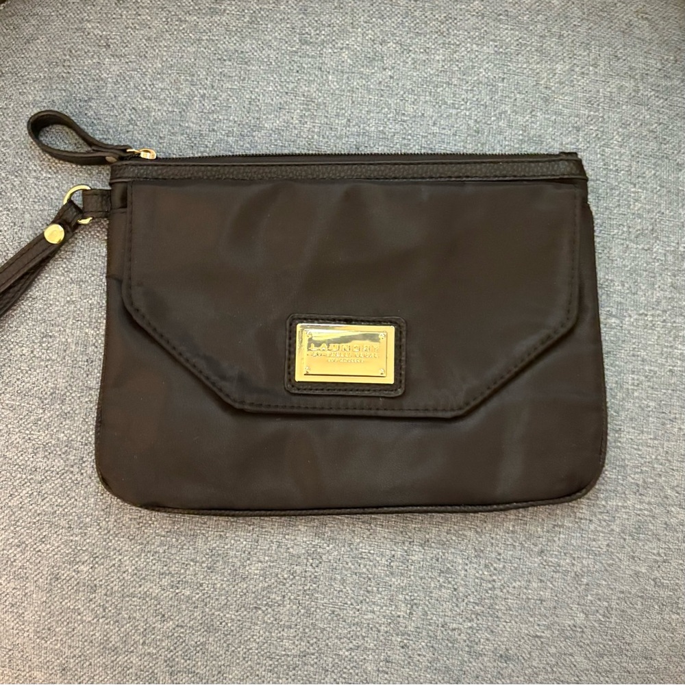 Laundry by Shelli Segal Black Nylon Tote Bag w/ Gold Plate – Travel/Everyday